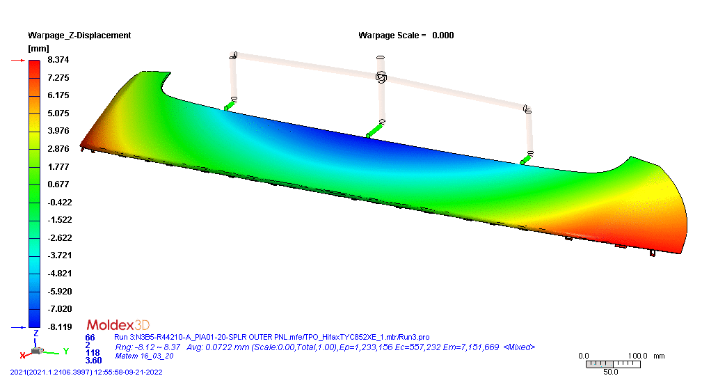 Empenamento eixo Z em spoiler